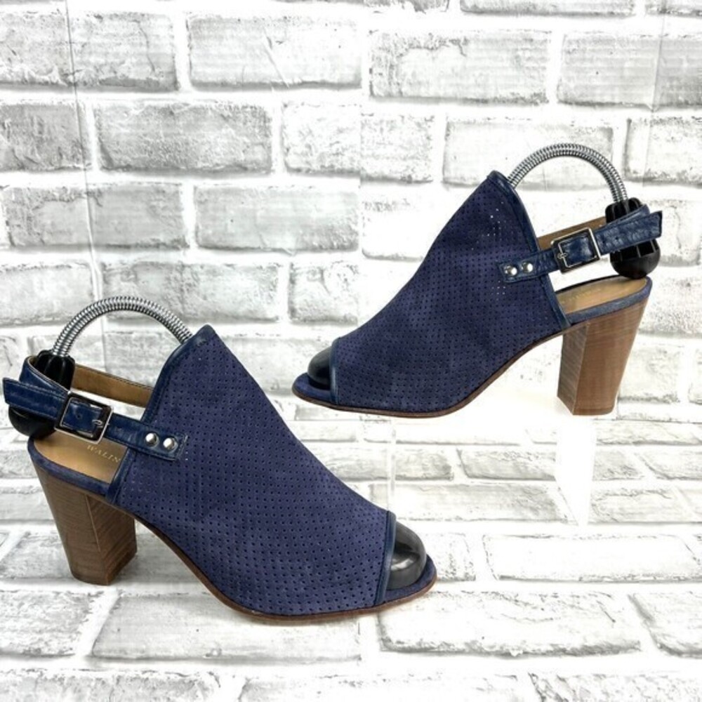 Walin & Wolff Women’s Size 8.5-9 US- 39.5 EUR Blue Suede Peep Toe Heel Sandals